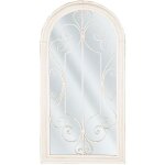 Beliani - miroir mural au style vintage en forme de fen�tre au contour m�tallique blanc avec effet rouille ...