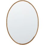 Miroir murale de forme ovale avec cadre d�coratif glamour en particule de bois dor� pour chambre ou salon ...