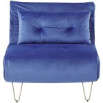Beliani - petit canap banquette convertible 1 place lit d'appoint en velours bleu fonc avec pieds en ...