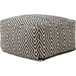 Beliani - pouf de type ottoman de forme rectangulaire 50 x 50 x 30 cm en coton noir et blanc avec motif ...
