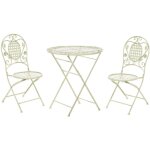 Salon de jardin bistrot table ronde et 2 chaises pliantes pour terrasse ou balcon au style traditionnel ...