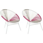 Set 2 chaises type spaghetti en rotin blanc et rose design tendance pour salon chambre terrasse ou jardin ...
