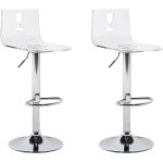 Set 2 tabourets chaises de bar sige en acrylique noir transparent et pied en mtal rglable en hauteur ...