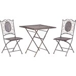 Beliani - ensemble bistrot de jardin table avec 2 chaises pliables en mtal effet vieilli noir bormio ...