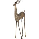 Statuette dco en forme de rennes de nol 126 cm en acier dor ide cadeau et accessoire idal pour intrieurs ...