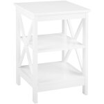 Table d'appoint carre 40 x 40 cm en mdf blanc avec espace de rangement pour salon de style traditionnel ...