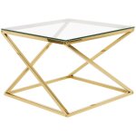 Beliani - table d'appoint carrée 60 cm avec plateau en verre et cadre en métal doré au style moderne ... Beliani - table d'appoint carrée 60 cm avec plateau en verre et cadre en métal doré au style moderne ...