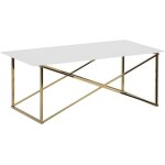 Beliani - table basse 100 x 50 cm en verre et acier blanc et doré emporia Beliani - table basse 100 x 50 cm en verre et acier blanc et doré emporia