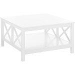 Table basse 80 x 80 cm en mdf laqué blanc avec plateau de rangement de style traditionnel et rustique ... Table basse 80 x 80 cm en mdf laqué blanc avec plateau de rangement de style traditionnel et rustique ...