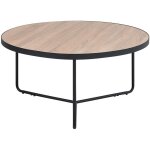 Beliani - table basse d'appoint ronde effet bois en mdf et structure en métal noir taille l 80 cm pour ... Beliani - table basse d'appoint ronde effet bois en mdf et structure en métal noir taille l 80 cm pour ...