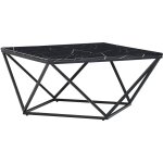 Beliani - table basse avec plateau carr� effet marbre noir en mdf et cadre g�om�trique en m�tal noir ...