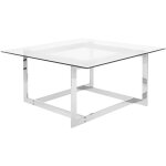 Table basse avec plateau en verre et cadre en mtal argent au style moderne et glamour beliani
