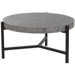 Beliani - table basse ronde avec plateau effet béton et pieds noirs pour salon au style moderne et industriel ... Beliani - table basse ronde avec plateau effet béton et pieds noirs pour salon au style moderne et industriel ...