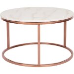 Beliani - table basse ronde avec plateau effet marbre beige en mdf et cadre en mtal cuivr au style ...
