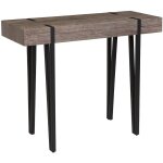Table console avec plateau effet bois fonc� et pieds noirs en m�tal de style industriel pour hall d'entr�e ...