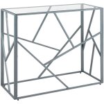 Table console en verre et mtal argent au style contemporain pour intrieur glamour ou moderne beliani ...