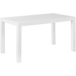 Table d'extérieur 140 x 80 cm blanche effet rotin tressé matières ultra résistantes et aspect Élégant ... Table d'extérieur 140 x 80 cm blanche effet rotin tressé matières ultra résistantes et aspect Élégant ...