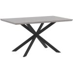 Table à manger 140 x 80 cm plateau imitation béton en mdf et pieds en métal noir de style industriel ... Table à manger 140 x 80 cm plateau imitation béton en mdf et pieds en métal noir de style industriel ...