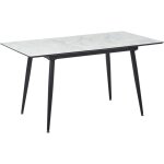 Beliani - table à manger extensible 120 / 150x80 cm en mdf effet marbre blanc avec pieds en fer noir ... Beliani - table à manger extensible 120 / 150x80 cm en mdf effet marbre blanc avec pieds en fer noir ...