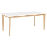 Beliani - table de salle à manger extensible blanche avec piétement en bois 140 / 180 x 90 cm 6 personnes ... Beliani - table de salle à manger extensible blanche avec piétement en bois 140 / 180 x 90 cm 6 personnes ...