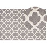 Beliani - tapis 140 x 150 cm en coton gris � motif blanc fabriqu� � la main el�gant zile