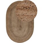 Tapis beige jute tress� naturel chauffant sol 100x150cm demirci