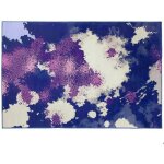 Tapis rectangulaire bleu beige et violet en polyester  motif abstrait pour chambre ou salon moderne ...