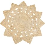 Beliani - tapis rond beige en jute en forme d'etoile pour chambre et salon au style boho et campagne ...