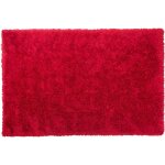 Beliani - tapis shaggy poil long rouge en polyester et coton pour chambre ou salon au style scandinave ...