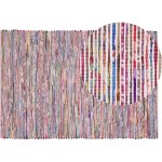 Tapis tress� 140 x 200 cm coton et polyester multicolore fabriqu� � la main bartin