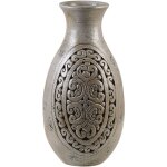 Beliani - vase décoratif en terre cuite gris style antique fait main amphore boho megara Beliani - vase décoratif en terre cuite gris style antique fait main amphore boho megara