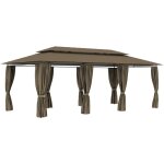 Vidaxl - belvdre avec rideaux 600x298x270 cm taupe 180 g / m