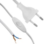 C�ble d'alimentation avec interrupteur connecteur bipolaire bornes � 1, 5m blanc - bematik