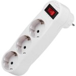 Bematik - multiplicateur adaptateur triple prise schuko blanc avec interrupteur