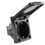 Prise schuko encastrable ip44 vis avec couvercle noir - bematik