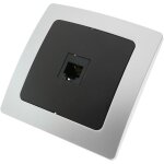 Prise tlphone rj11 encastrable avec plaque de finition 80x80mm srie lille argent et gris - bematik ...