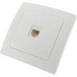 Prise téléphone rj11 encastrable avec plaque de finition 80x80mm série lille blanc - bematik Prise téléphone rj11 encastrable avec plaque de finition 80x80mm série lille blanc - bematik