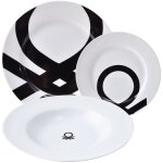 Benetton - service à vaisselle 18 pièces porcelaine logo imprimé noir casa Benetton - service à vaisselle 18 pièces porcelaine logo imprimé noir casa
