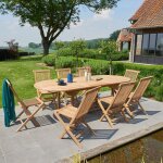 Berah getah - salon de jardin en teck massif extensible 8 / 10 places