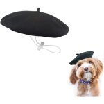 B�ret laine noir pour chien / chat, style artiste fran�ais, costume mode