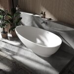 Bernstein - baignoire �lot fonte min�rale ovale 170x85x52cm + bonde et trop plein - blanc mat - vigo ...