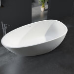 Baignoire îlot ovale design en fonte minérale pour salle de bain, isolation thermique - blanc mat - 180x90x58c ... Baignoire îlot ovale design en fonte minérale pour salle de bain, isolation thermique - blanc mat - 180x90x58c ...