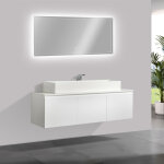Bernstein - meuble de salle de bain luna 1600 blanc mat avec plan vasque en fonte minrale - vasque & ...