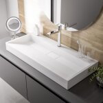 Bernstein - vasque moderne lavabo marbre coul, lave main  poser - bs6001 - 46x15x 120 cm - sans trou ...