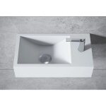 Bernstein - vasque murale suspendue design en fonte min�rale lave - main pour salle de bain - 44x22x10cm ...