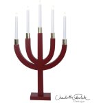 Best season - star trading chandelier 'elias', 5 flammes, détails dorés, pin, rouge Best season - star trading chandelier 'elias', 5 flammes, détails dorés, pin, rouge