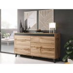 Bestmobilier - lord - buffet bas - effet bois et noir - 138 cm - style industriel
