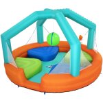 Bestway - piscine gonflable dodge & drench water park 450x450x268 cm avec jeu de balle suspendue et plateforme ...