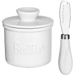 Beurrier fran�ais, en c�ramique, refroidi � l'eau, pour un beurre frais et tartinable (blanc)