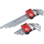 Bgs technic - lot 18 cles coudees longues profil torx t10 - t50 et six pans males 1, 5 - 10mm